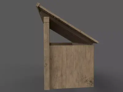 Wooden Livestock Shed  Low-poly 3D model