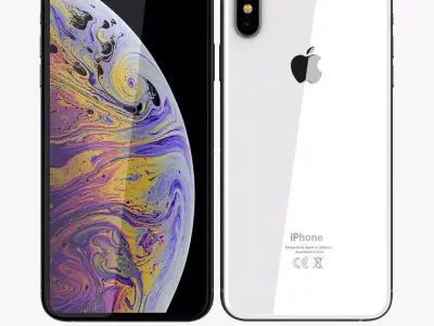 Apple iPhone XS Max Silver Low-poly 3D model