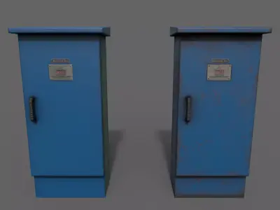 PBR Electric Box Blue V5 Low-poly 3D model