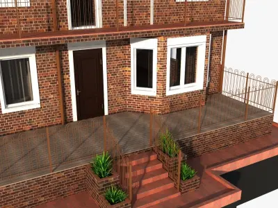3 story brick house 3D model