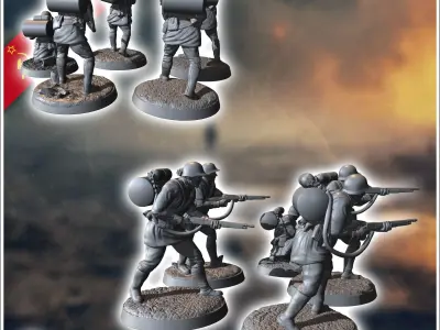 Set of 5 WW2 Soviet stormtroopers with flamethrowers 13 - Soviet 3D print model