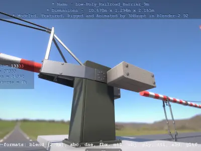 Low-Poly Railroad Barrier 9m Low-poly 3D model