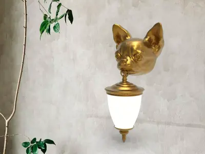 Dog Head Wall Lamp 3D print model buy