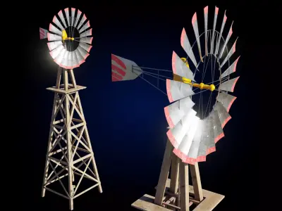 Farm Windmill Pump Low-poly 3D model