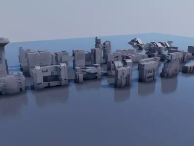 futuristic architecture set - BDR 3D model