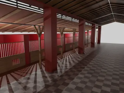 Horse Stable Low-poly 3D model