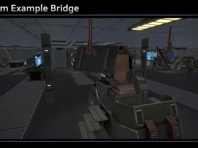 Modular Scifi Bridge Low-poly 3D model