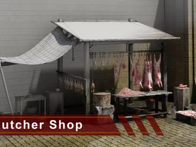 Butcher Shop  Low-poly 3D model