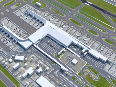Bogota EL Dorado Airport 10km Low-poly 3D model