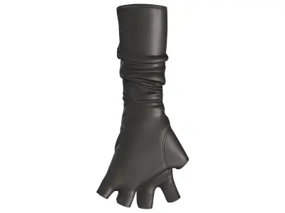 Black Leather Fingerless Gloves Low-poly 3D model