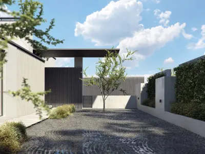 VRay - C4D Scene Files - Home exterior courtyard 3D model