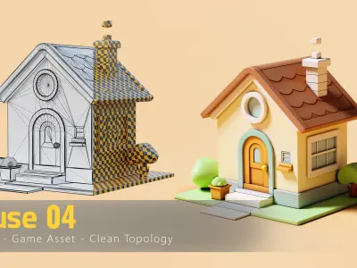 16 Stylized Building - kitbash Low-poly 3D model
