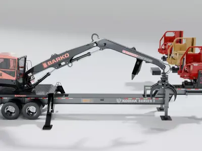 Knuckleboom Log Loader Pack with Trailer-Delimber-Grapple 3D model