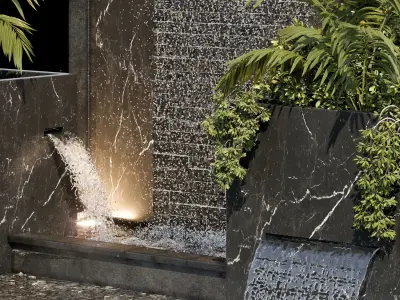 Waterfall fountains cascade 04 3D model