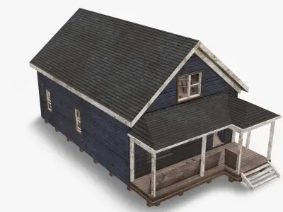 Abandoned Poor House With Interior Low-poly 3D model