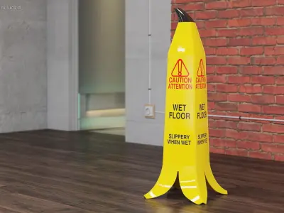 Banana Cone Caution Wet Floor Sign 90cm 3D model