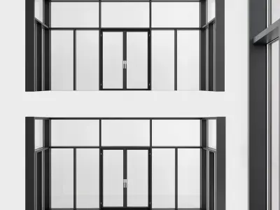 Panoramic windows Door Entrance 1 Low-poly 3D model