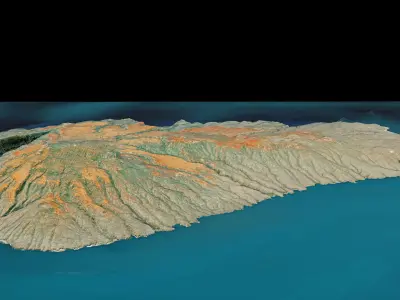 Kahoolawe island 3d model terrain 3D model
