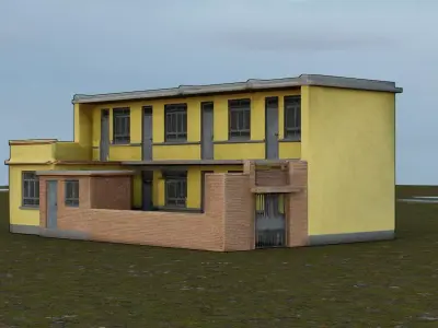 Chinese Rural Primary School Low-poly 3D model