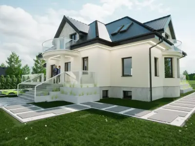 classic modern house with fence archicad and twinmotion file 3D model