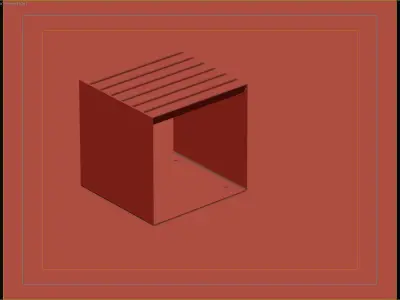 Compact Wood and Metal Stool for Urban and Park Settings 3D model