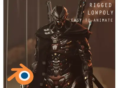 Cyberpunk Combat Armor Character Low-poly 3D model