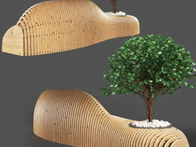 bench737 bench made from corrugated cardboard 3D model