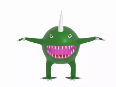 Horn Sphere Space Monster Low-poly 3D model