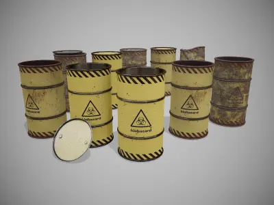 Barrels biohazard  set Low-poly 3D model