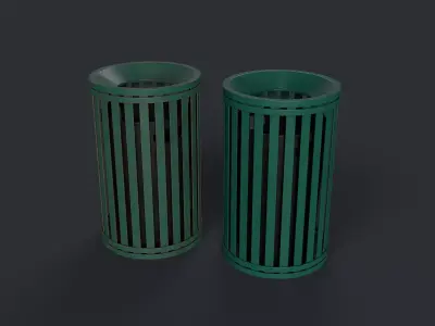 Street Trash Can 7 PBR Game Ready Low-poly 3D model