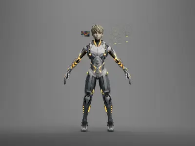 Genos cyborg 3d character with RIG 3D model