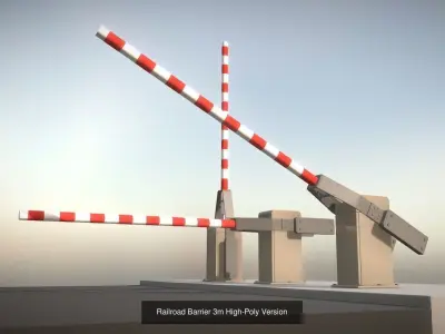 Railroad Barrier 3m High and Low-Poly 3D Model Pack