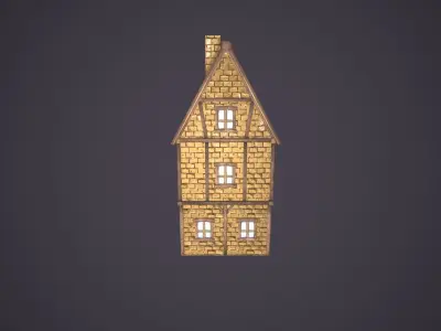 Medieval house Low-poly 3D model 46