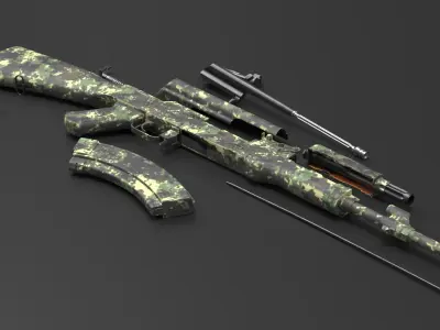  AK 47 Disassembled Camouflage 