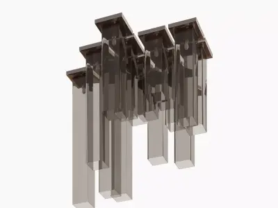 Chandelier modern glass with metal rods Low-poly 3D model