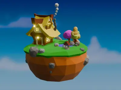 Low Poly Small House Landscapes Free 3D model