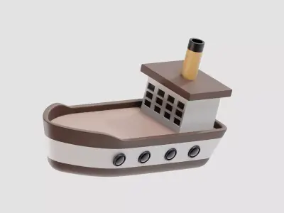  Cartoon Ship 3d model Low-poly 3D model