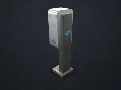 Phone Booth Low-poly 3D model