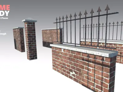 Brick Wall Pack PBR - Modular - Version 3 -  Low-poly 3D model