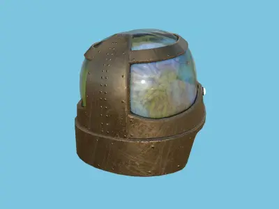 SciFi Brain Helmet 06 Bronze Dirt - Character Design Fashion Low-poly 3D model