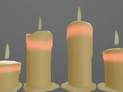 Melted Wax Candle Set Low-poly 3D model