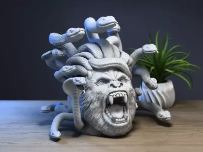 Medusa Gorilla bust Cyborg medusa gorilla bust 3D print model