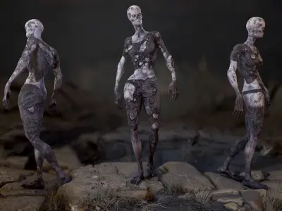 Zombie Woman Low-poly 3D model