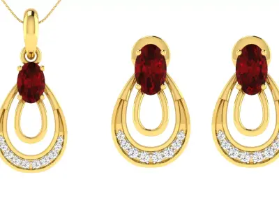 Earring Pendant Set 3dm STL OBJ FBX Render Details 3D print model get
