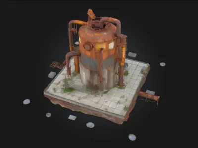 Rusty Industrial Tank  Weathered Giant of Forgotten Industry 3D model