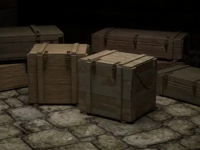 Wood Box Set Free 3D model