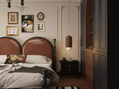 French Style Bedroom Low-poly 3D model