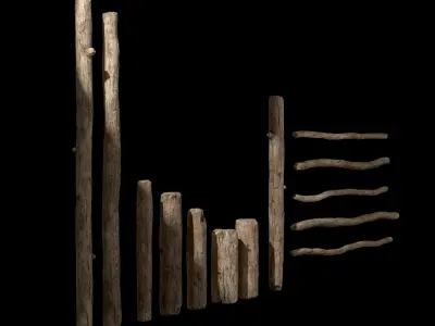  Old Wooden planks poles and beams 26 pieces 