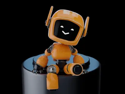 Cute Orange BOT 3D model
