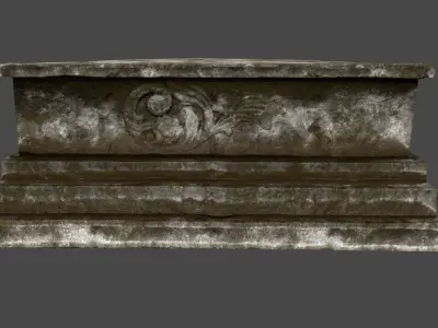 Tomb 2 stone gravestone Low-poly 3D model